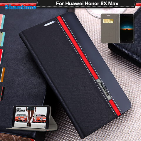 PU Leather Book Case For Huawei Honor 8X Max Flip Case For Huawei Honor Note 10 Business Wallet Case Soft Silicone Back Cover ► Photo 1/6