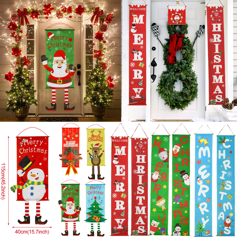 2019 Merry Christmas Porch Banner Christmas Outdoor For Home Hanging Decor 
