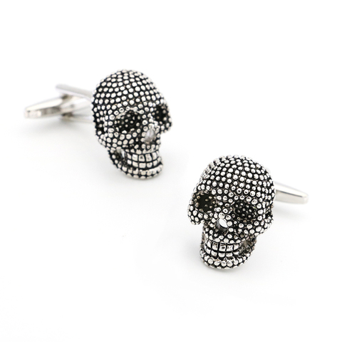 Vintage Cool Design Skull Cufflinks For Men Quality Brass Material Black Color Cuff Links Wholesale&retail ► Photo 1/6