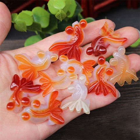 3pc Natural Agate Carved Delicate Small Goldfish Pendant Necklace Fashion Accessories Lucky Amulet Gifts for Men Woman ► Photo 1/4