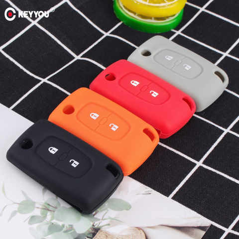KEYYOU New Silicone Car Key Case Cover For PEUGEOT 207 307 308 407 408 For Citroen C3 C4 C4L C5 C6 Remote Key Protector Cover ► Photo 1/6
