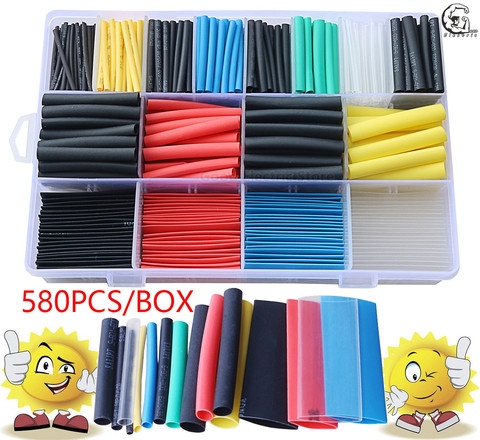 580pcs 530pcs 260pcs 2:1 Wrap Wire Cable Insulated Polyolefin Heat Shrink Tube Ratio Tubing Insulation Shrinkable Tubes ► Photo 1/6