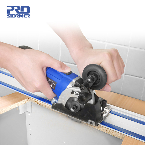 PROSTORMER 500W Mini Circular Saw with Guide Rail Straight Cutting Wood Metal Tile Plunge Cut Track 3 Blade Saws Power Tool ► Photo 1/6