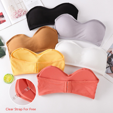 Women Sexy Tube Tops Strapless Bra Crop Top Back Closure Bandeau Top Soft Comfort Padded Underwear Female Wrap Top ► Photo 1/6