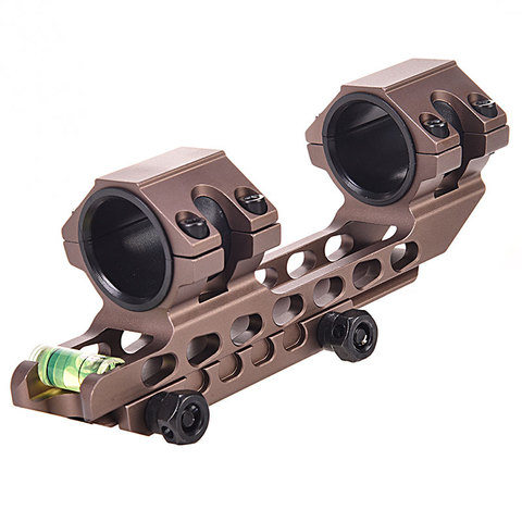 Tan One Piece Picatinny Scope Mounts 25.4mm/30mm Double Rings Hunting Scope Adapter 20mm Weaver Picatinny Rail With Bubble Level ► Photo 1/6