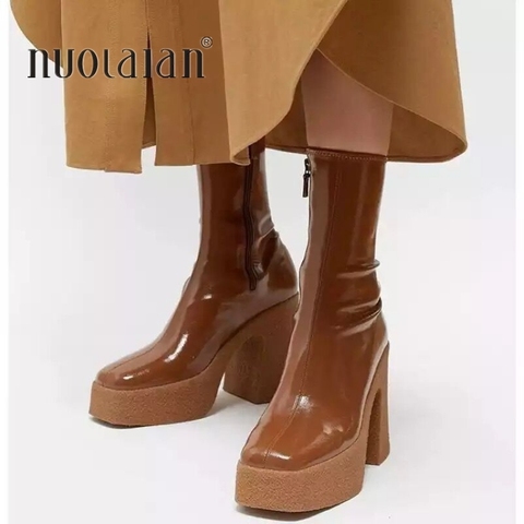 Brand Fashion Women Boots Sexy Ankle Boots For Women Platform High Heel Shoes Woman Autumn Winter Boots Female high heels Boots ► Photo 1/6