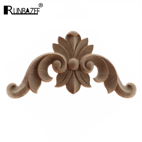 RUNBAZEF Wood Applique Onlay Wood Decal Modern Ornamental European Decoration Rose Crown Leaves Wooden Corner Home Figurines NEW ► Photo 1/6