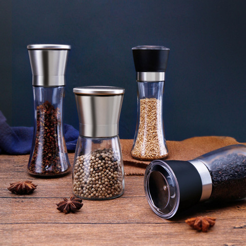 1PC Stainless Steel Spice Salt and Pepper Grinder Kitchen Portable spice jar containers manual food herb grinders gadgets bottle ► Photo 1/6