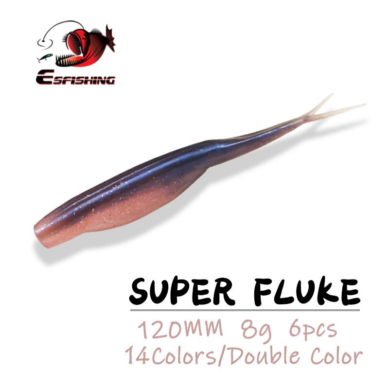 ESFISHING Fishing Lures Soft Super Fluk 120mm 8g 6pcs Fishing accessories Leurre Souple Fishing Tackle ► Photo 1/6