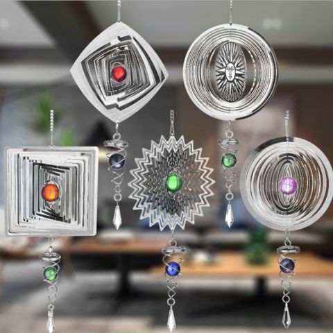 Silent Stereo Rotating Wind Chime Spinner Motor Wall Hanging Ornaments Home Decoration Stainless Steel Mirror Hollow Cool Gifts ► Photo 1/6