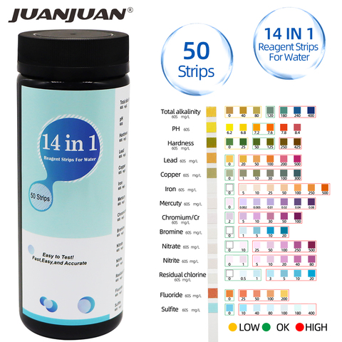 50pcs/bottle 14 in 1 PH Test Strips Swimming Pool Spa Reagent Strips for Water pH Chlorine Alkalinity PH Paper Tester 40%off ► Photo 1/6