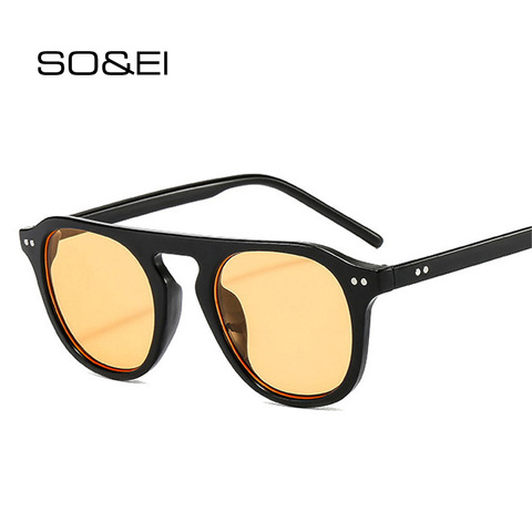 SO&EI Vintage Square Sunglasses Women Fashion Nail Decoration Jelly Color Eyewear Men Trending Pilot Sun Glasses Shades UV400 ► Photo 1/6