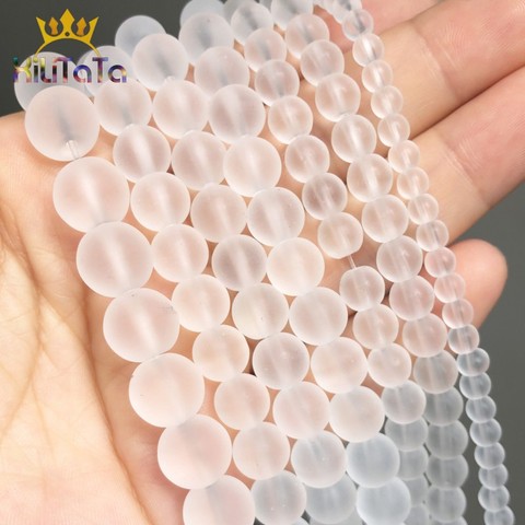 Natural Stone Bead Frosted Matte White Crystal Glass Loose Beads For Jewelry Making DIY Bracelet Accessories 15'' 4/6/8/10/12mm ► Photo 1/6