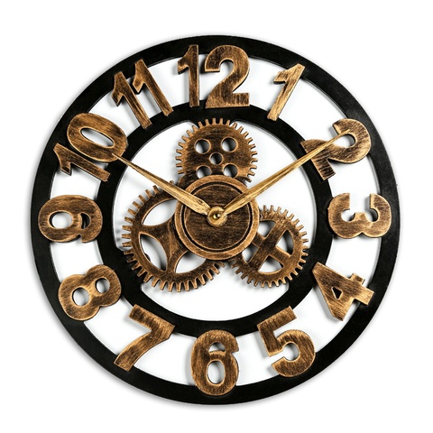 Vintage Industrial Gear Wall Clock Decorative Retro Wooded Wall Clocks Industrial Age Style Wood Clock Room Wall Art Decor ► Photo 1/6