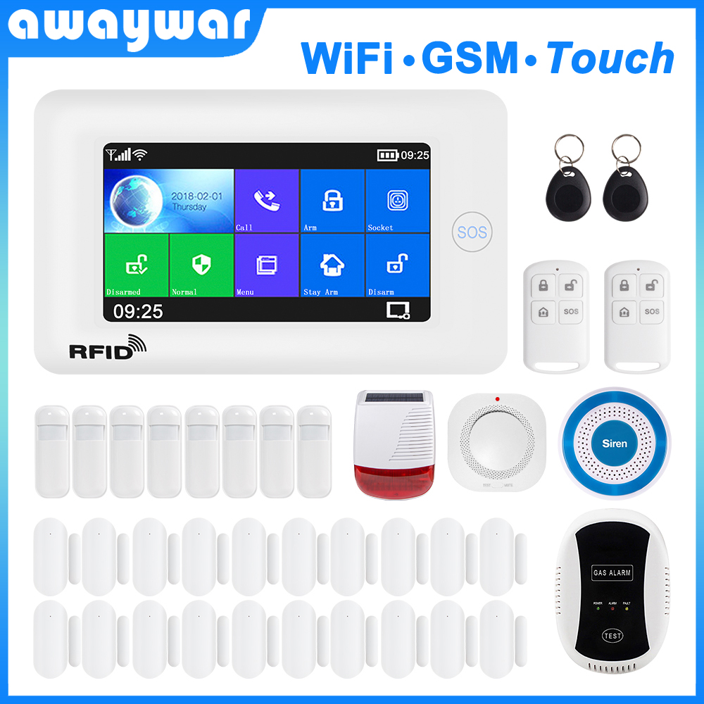 Kit WIFI GSM Touch Wireless Home Security Disarm Alarm system APP Remote Control 