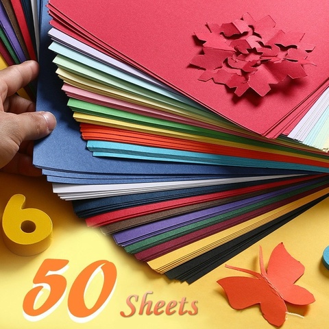 50 Sheets Color Hard Cardboard Thick Handmade Paper Thick Colored Paper A4 Paper Cutting Students Diy Making Hard A4 Paper ► Photo 1/6