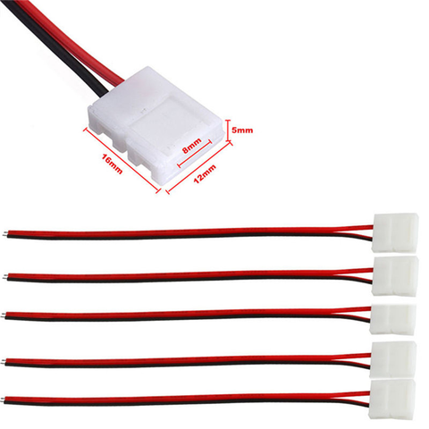10pcs/lot No Soldering 2 Pin Led Strip Connectors 8 mm 10 mm Power Wire Connector For 3528/5050 Led Strip Wire PCB Ribbon ► Photo 1/6