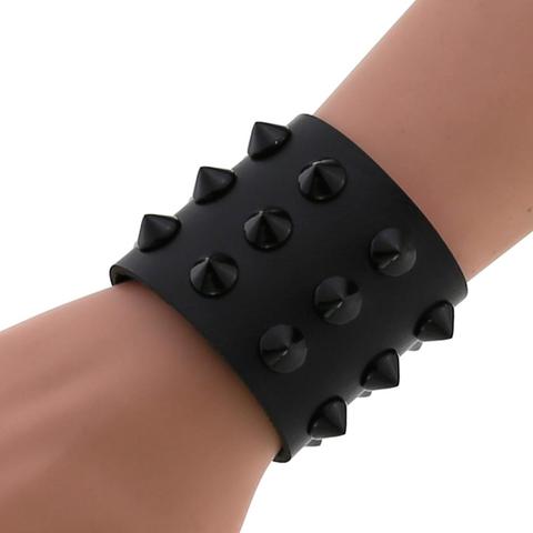 Vegan Leather Spike Bracelet Punk Wide Snap Button Wrap Bracelets Wristband for Men Women Gothic Emo Rock Armbands ► Photo 1/6