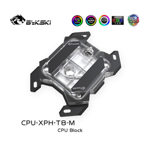 Bykski CPU-XPH-T8-M Acrylic CPU Water Block For AMD RYZEN3000 AM3/AM3+/AM4 X570 12V 4Pin RGB/5V 3Pin ARGB Water Cooler ► Photo 1/6