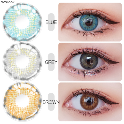 OVOLOOK-2pcs/pair Lenses 3 Tone Colored Contact Lenses for Eyes Beautiful Colorful Eyes Lenses Color Contacts ► Photo 1/6