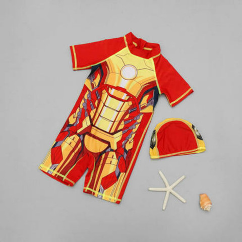 Kid Boy One-Piece Swimsuit Pixar Cars Lightning McQueen Spiderman  Baby Girl Swimming Trunk Cap Children Movement Outfit ► Photo 1/6