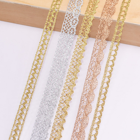 5/10Yards DIY Golden Silver Lace Trims Embroidery Fabric Lace Ribbon Wedding Festive Party Gift Packing Garment Accessory Flower ► Photo 1/6
