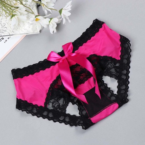 Womens Silk Satin Crotchless Thong G-string Panties  Lingerie/Underwear/Briefs^^