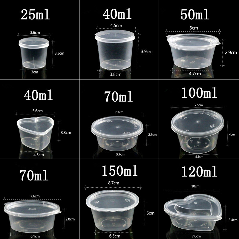 100Pcs Disposable Plastic Cup with Lid Jelly Transparent Tart Container  Yogurt Mousse Sauce Condiment Ice Cream Cup Flan Cup