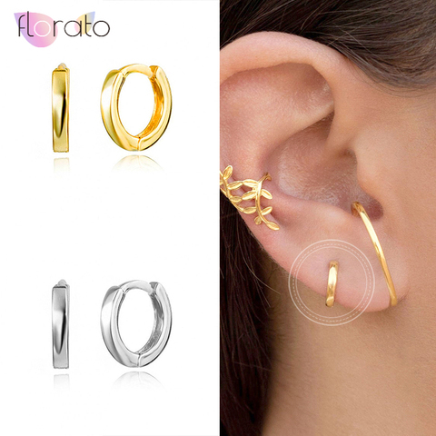 Real 100% 925 Sterling Silver Huggie Hoop Earrings for Women Simple Round Circle Earrings Gold Silver color Jewelry Wholesale ► Photo 1/6