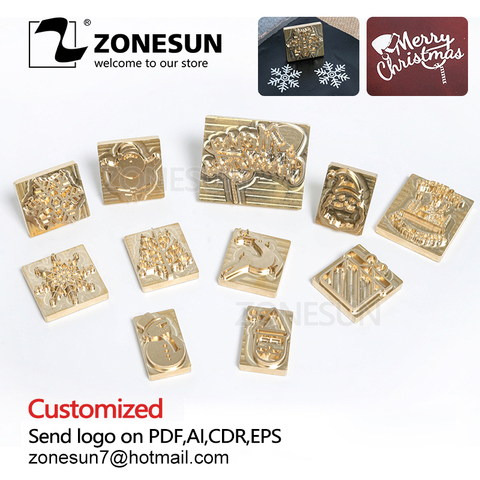 ZONESUN Custom Brass Logo Stamp Chirstmas Tree Gift Decoration Leather Stamping Embossing Tool Wood Burning Branding Iron ► Photo 1/6