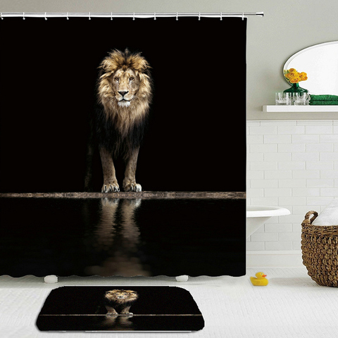 Lion Tiger Animals Bath Curtains, Tiger Shower Curtain Set