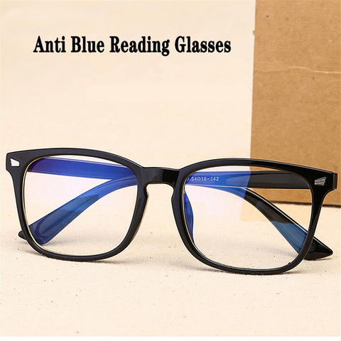 Retro Square Reading Glasses Anti-Blue Light Computer Eyeglasses Big Size Glasses Frame Men Women Decorative Glasses Diopters +4 ► Photo 1/6