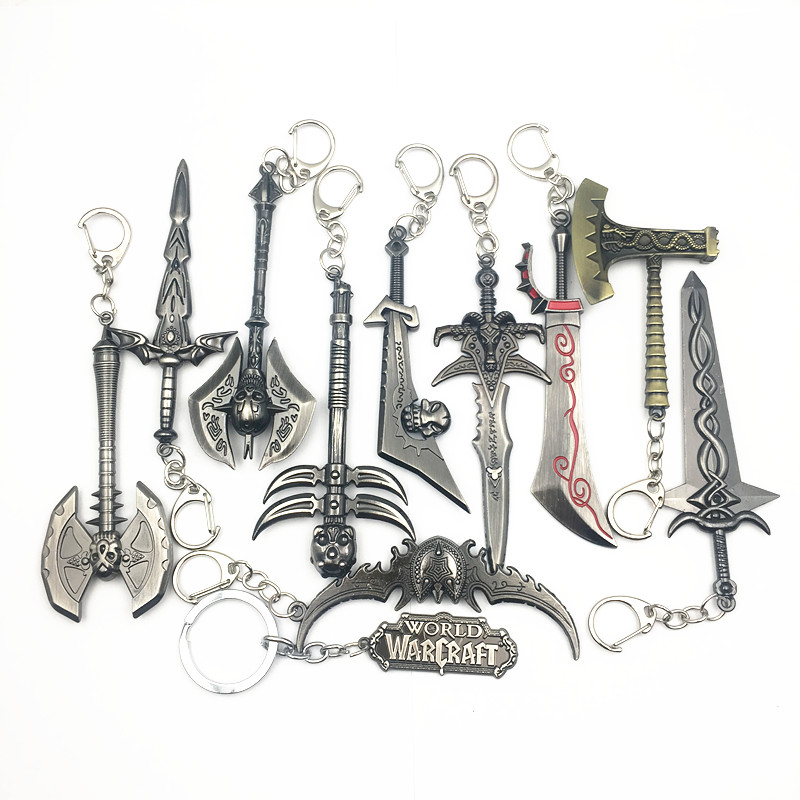 Game WOW Keychain 12cm Weapon Model Lich King Frostmourne keyring
