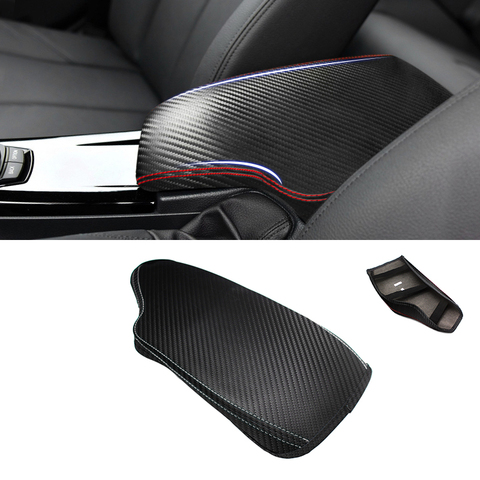 Soft Carbon Texture Leather Center Armrest Cover For BMW 3 Series F30 2013 - 2017 2022 Car Center Control Armrest Box Cover Trim ► Photo 1/6