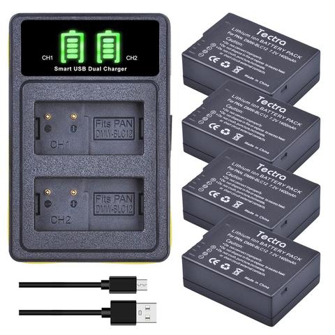 4pcs DMW-BLC12PP BLC12E DMW-BLC12 Battery & LED Dual Charger for Panasonic Lumix DMC FZ1000 FZ200 FZ300 G85 G5 G6 G7 GH2 GX8 ► Photo 1/6