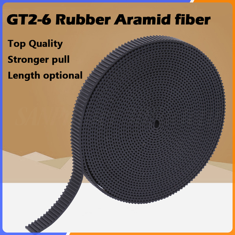 5m/10m//20m/50m/lot GT2-6mm / 10mm open timing belt GT2 belt Rubber Aramid Fiber cut to length for 3D printer wholesale ► Photo 1/6