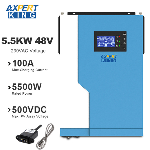 5500W hybrid Solar inverter 100A MPPT Pure Sine Wave Rated Power Off Grid 6000W PV Input 500vdc w/o Battery Work With WIFI ► Photo 1/6