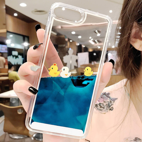 Luxury Cartoon 3D Swimming Duck For iPhone 12 11 Pro Max XS Animal Dynamic Liquid Quicksand Cover For iPhone 6 6S 7 8 Plus Case ► Photo 1/6