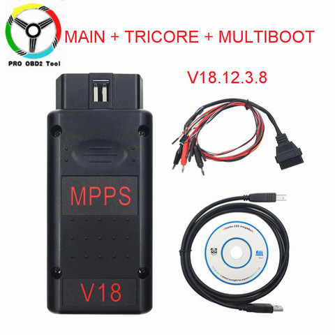 Newest MPPS V18 Better Than MPPS V16/V13 Version V18.12.3.8 MAIN+TRICORE+MULTIBOOT With Breakout Tricore Cable Car Tool ► Photo 1/1