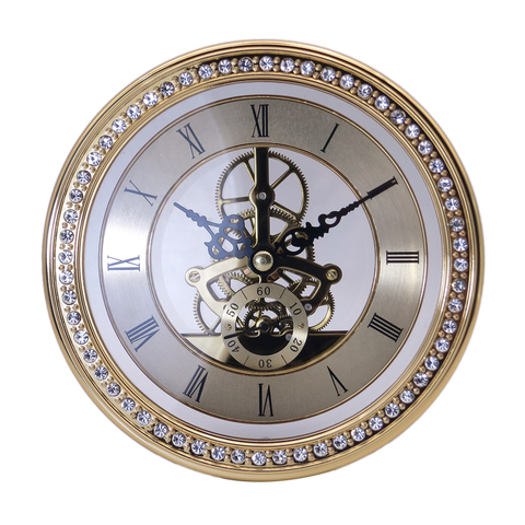 Round Quartz Clock Movement Insert Roman Numeral White Face Skeleton Gear ► Photo 1/6