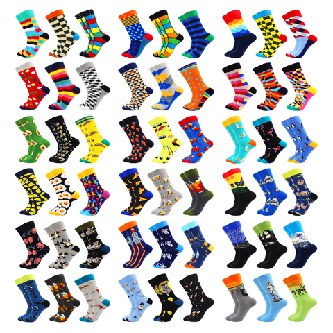 Fashion Casual Women and Mens Socks Art Van Gogh Stripe Harajuku Fruit Animal Sloth Beer Funny Socks Dress Cotton Socks Men ► Photo 1/6