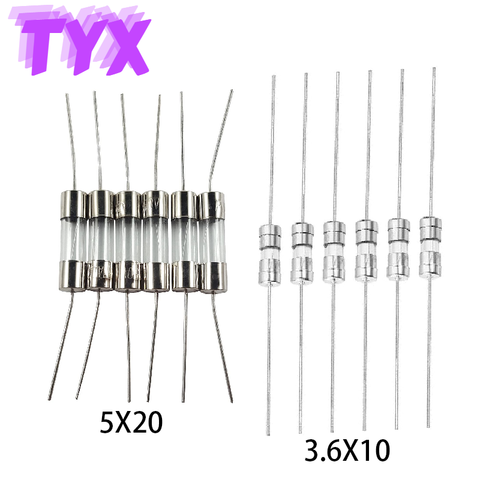 20PCS 3.6X10mm 5X20mm Take the lead Glass Fuse tube 250V 0.1A 0.5A 1A 1.5A 2A 3A 3.15A 4A 5A 6.3A 8A 10A 15A 20A ► Photo 1/5