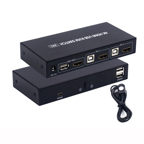 2 Port KVM Switch Box Hdmi Switch Two In One Out Keyboard Mouse Display Printer Sharing Device With Wire Control Switcher ► Photo 1/6