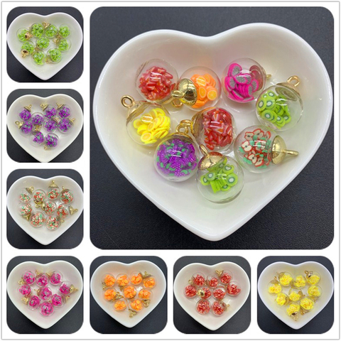 5pcs/Lot 16mm Mini Glass Bottles With Fruit Clay Charms Pendant Beads For Jewelry Making DIY Earring Charms ► Photo 1/6