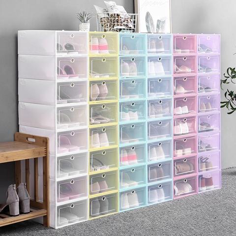 1PC Flip-Open Cover Durable Plastic Shoe Hanger Storage Transparent Box Divider Drawer Portable Shoes Organizer ► Photo 1/6