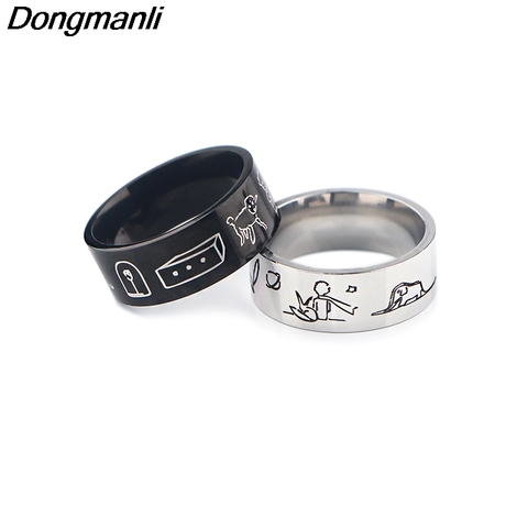 K1638 2022 New Style The little prince and the fox Ring For Men women Stainless Steel Ring For Male Jewelry In Black Men Gifts ► Photo 1/6