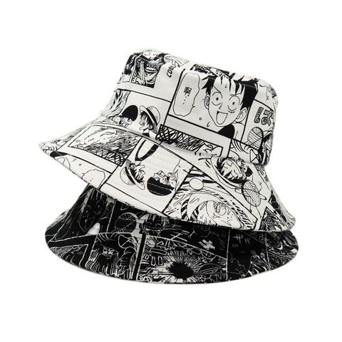 Summer Fisherman Hat Reversible Printed Bucket Hats For Women Men Anime ONE PIECE Cosplay Bucket Cap Cartoon Shading Fishing Hat ► Photo 1/6