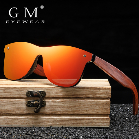 GM Handmade Red Wooden Eyewear UV400 Polarized Mirror Sunglasses Men Women Vintage Design Oculos de sol masculino ► Photo 1/6