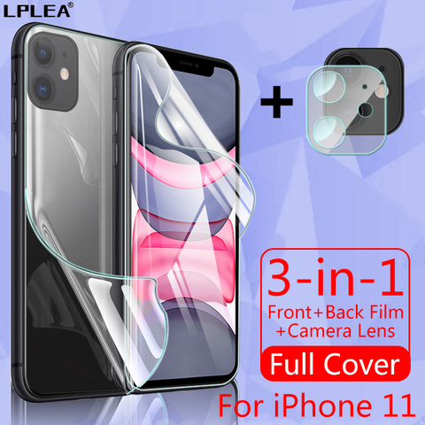 Full Cover For iPhone 11 Pro Max Screen Protector Hydrogel Film For iPhone 7 8 Plus Back Film XR XS Max X Camera Tempered Glass ► Photo 1/6