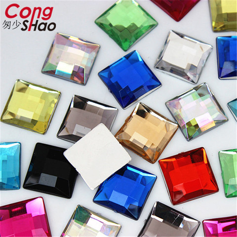 50PCS 14mm Square shape Colorful flatback Acrylic AB rhinestone stones and crystals For DIY costume jewelry Accessories WC788 ► Photo 1/6